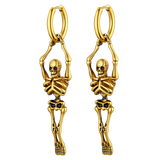 Gothic Skull Skeleton Dangle Hoop Earrings for Men