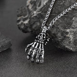 Gothic Skeleton Skull Hand Pendant Necklace
