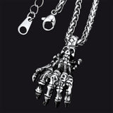 Gothic Skeleton Skull Hand Pendant Necklace