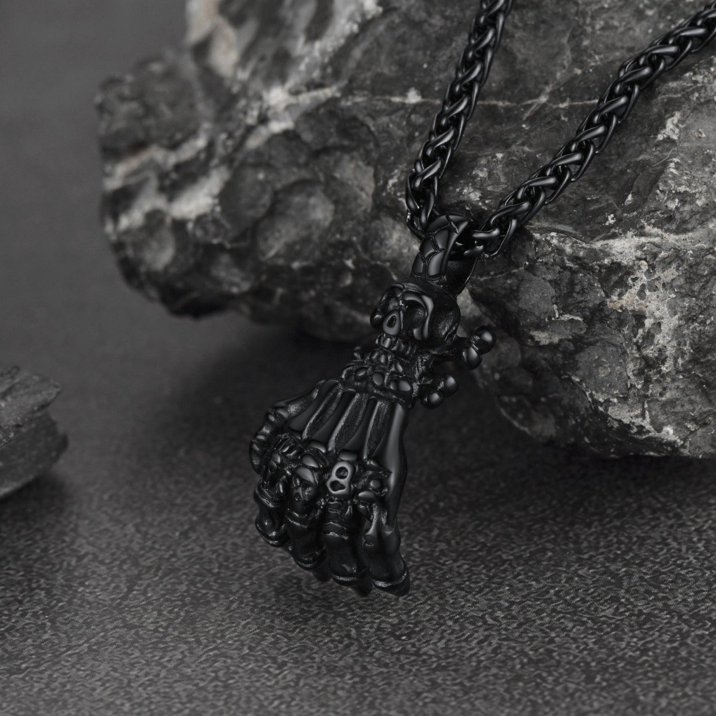 Gothic Skeleton Skull Hand Pendant Necklace