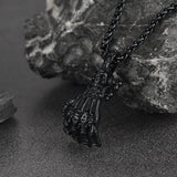 Gothic Skeleton Skull Hand Pendant Necklace