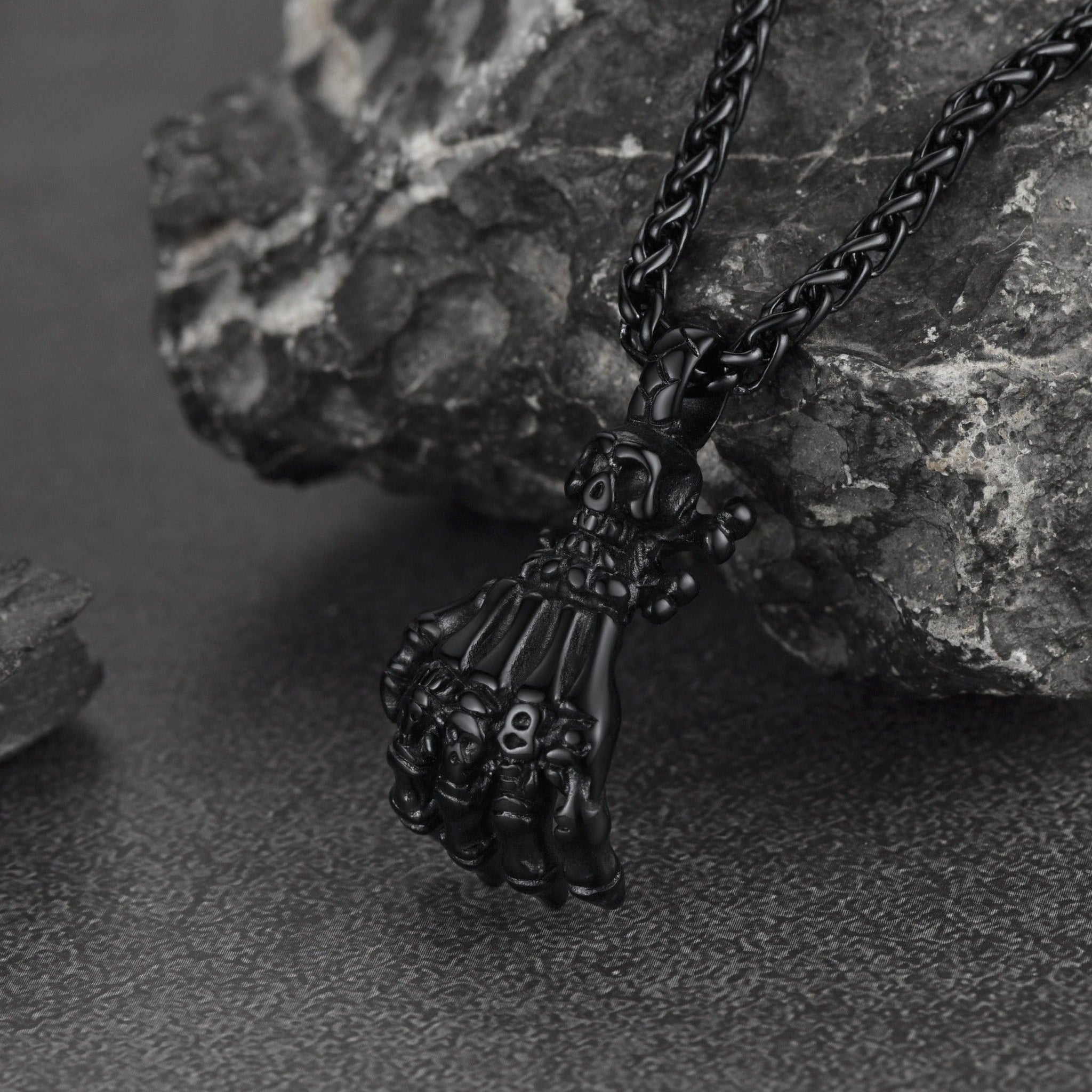 Gothic Skeleton Skull Hand Pendant Necklace