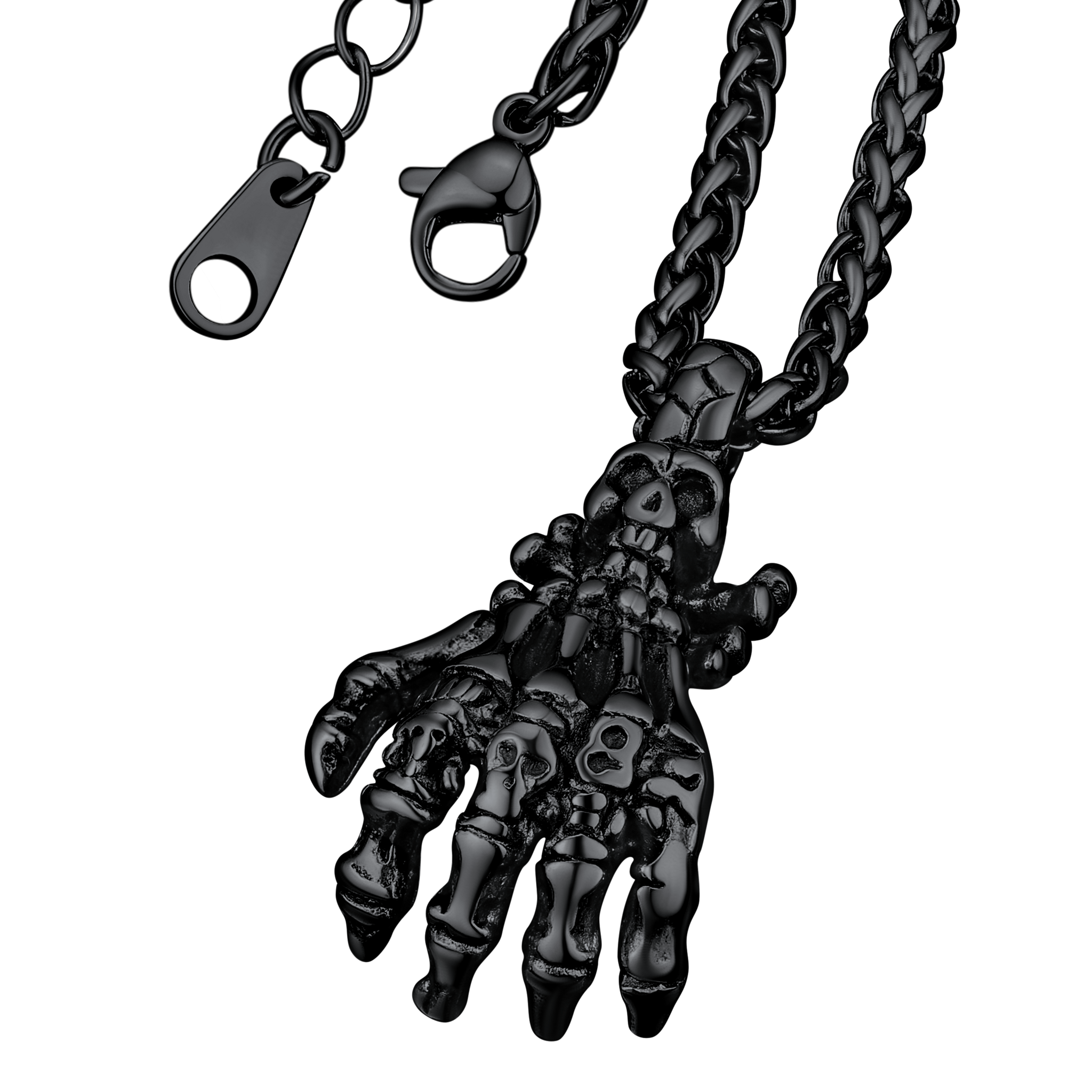 Gothic Skeleton Skull Hand Pendant Necklace