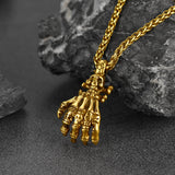 Gothic Skeleton Skull Hand Pendant Necklace