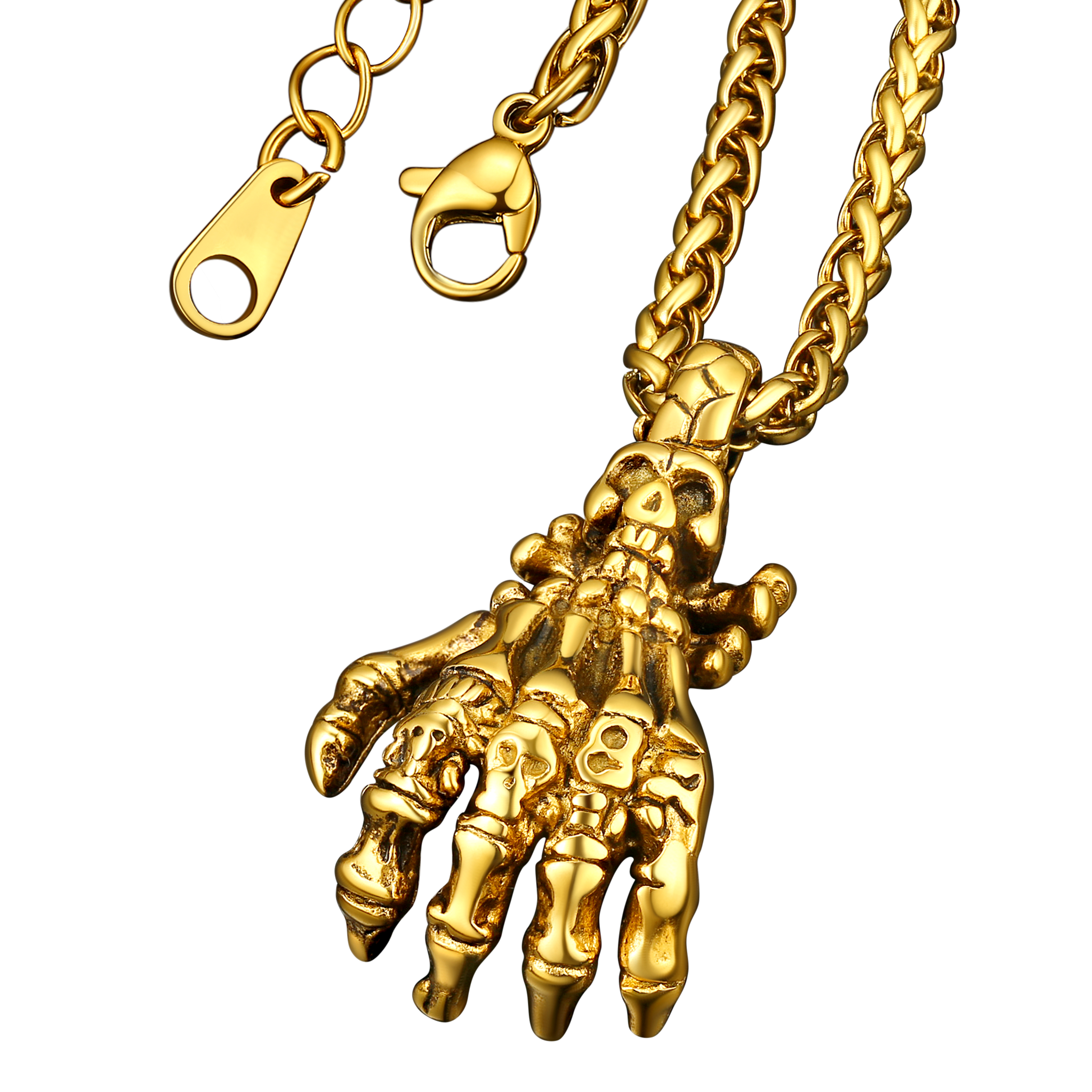 Gothic Skeleton Skull Hand Pendant Necklace