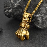 Flash Sale Punk Skull Fist Pendant Necklace for Men