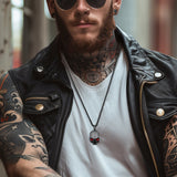 Halloween Gothic Skull Diamond Necklace With Red Eye For Men