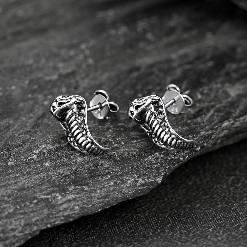 Flash Sale Gothic Cobra Sanke Stud Earrings Sterling Silver
