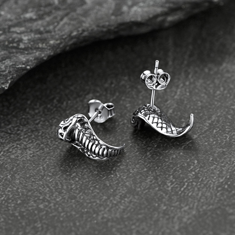 Flash Sale Gothic Cobra Sanke Stud Earrings Sterling Silver