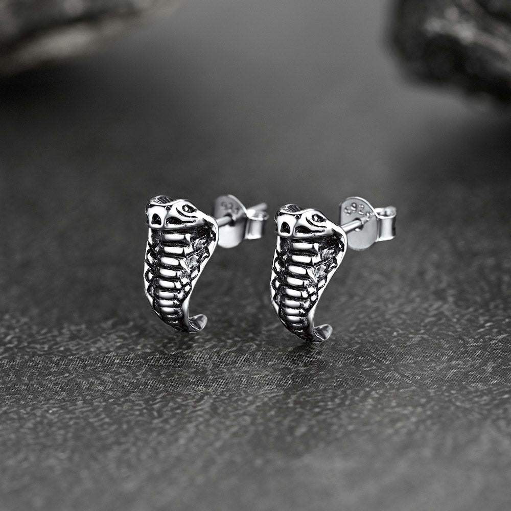 Flash Sale Gothic Cobra Sanke Stud Earrings Sterling Silver