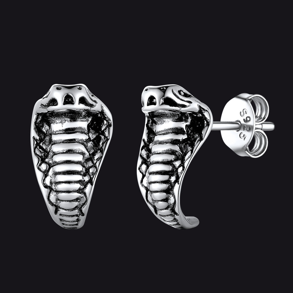 Punk Cobra Snake Stud Earrings for Men