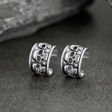 Sterling Silver Skull Ear Cuff Earrings Non-piercing for Men