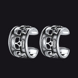 Sterling Silver Skull Ear Cuff Earrings Non-piercing for Men