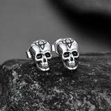 Celtic Triquetra Skull Stud Earrings For Men Women