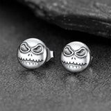Silver Jack Skellington Stud Earrings For Men Halloween Gift