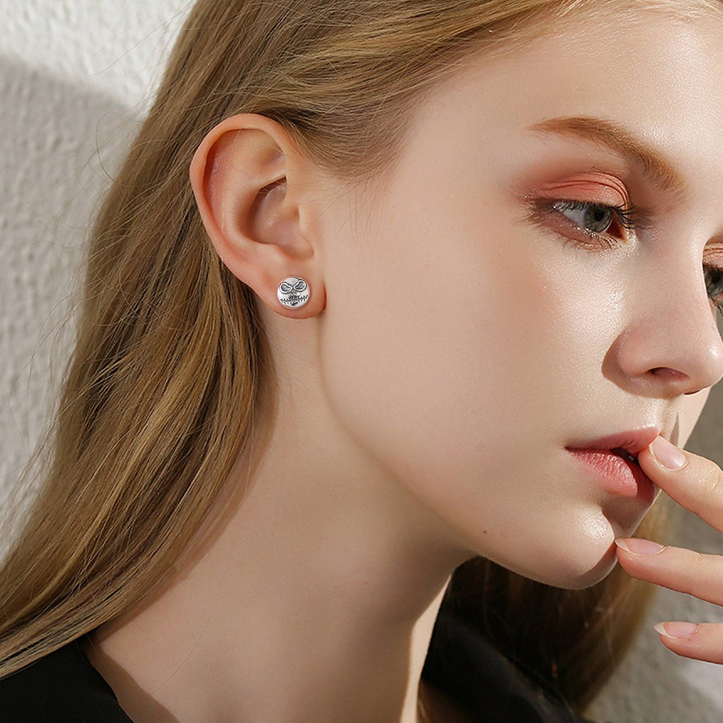 Silver Jack Skellington Stud Earrings For Men Halloween Gift