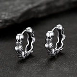 Sterling Silver Skulls Hoop Huugie Earrings For Men
