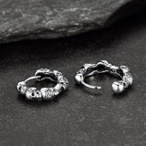 Sterling Silver Skulls Hoop Huugie Earrings For Men