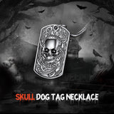 Gothic Skull Dog Tag Pendant Necklace For Men