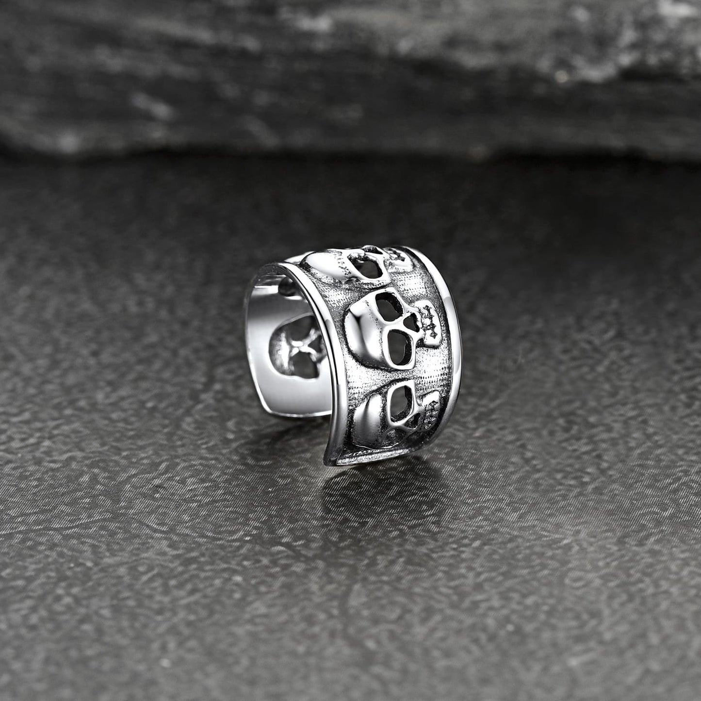 Sterling Silver Skull Ear Cuff Earrings Non-piercing for Men