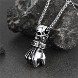 Flash Sale Punk Skull Fist Pendant Necklace for Men