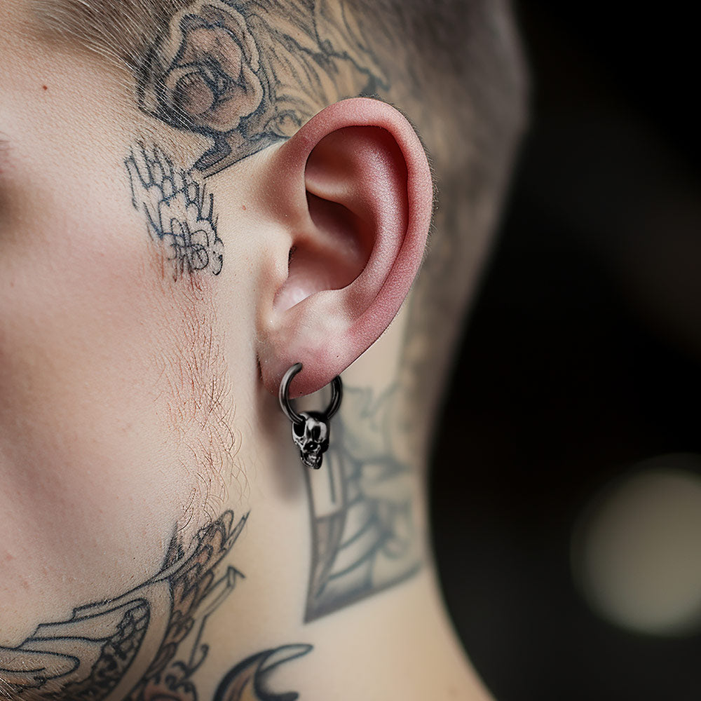 Cool Skull Hoop Dangle Earrings For Men Women