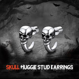 Gothic Skull Huggie Half-Circle Stud Earrings Jewelry for Men Women