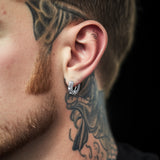 Cubic Zirconia Skull Huggie Hoop Earrings For Men