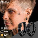 Gothic Skull Huggie Hoop Earrings For Men Women