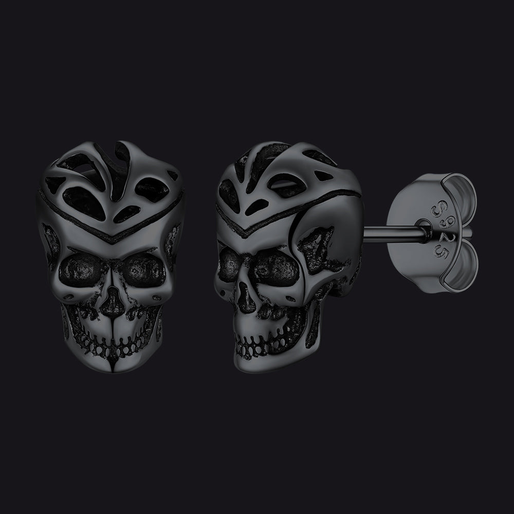 Gothic Celtic Knot Skull Stud Earrings For Men