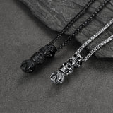 Cuban Curb Chain & Skull Layered Necklaces Set for Men