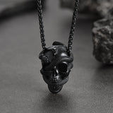 Gothic Snake Skull Pendant Necklace for Men