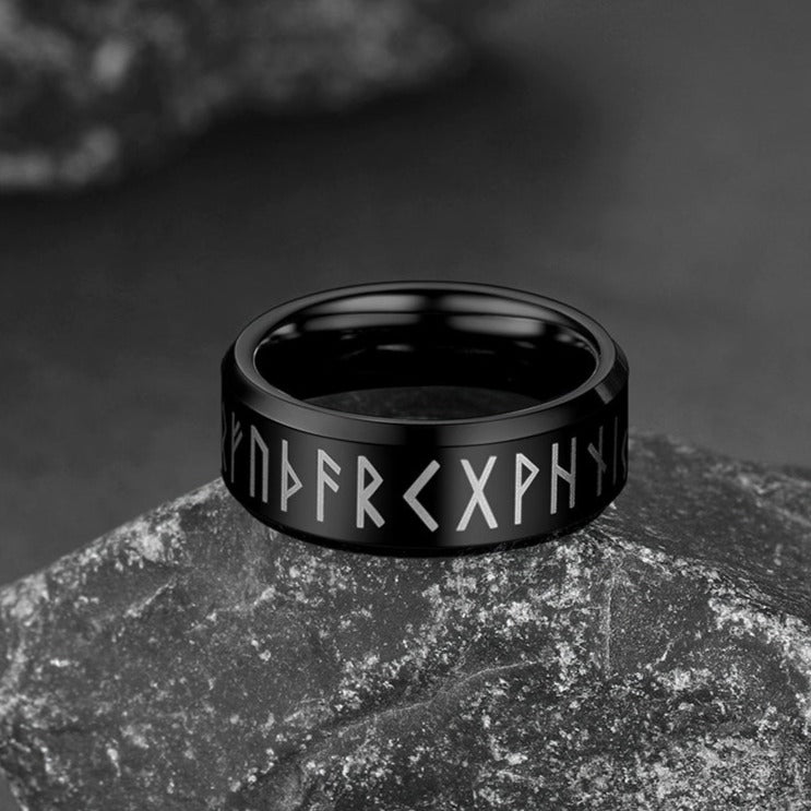 Norse Viking Runes Viking Band Ring for Men Women 8MM