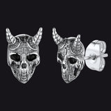 Satanic Goat Skull Stud Earrings For Men