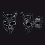Satanic Goat Skull Stud Earrings For Men