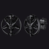 Satanic Baphomet Goat Stud Earrings for Men