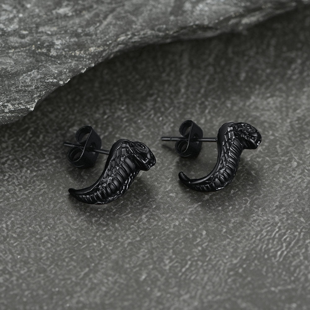 Punk Cobra Snake Stud Earrings for Men