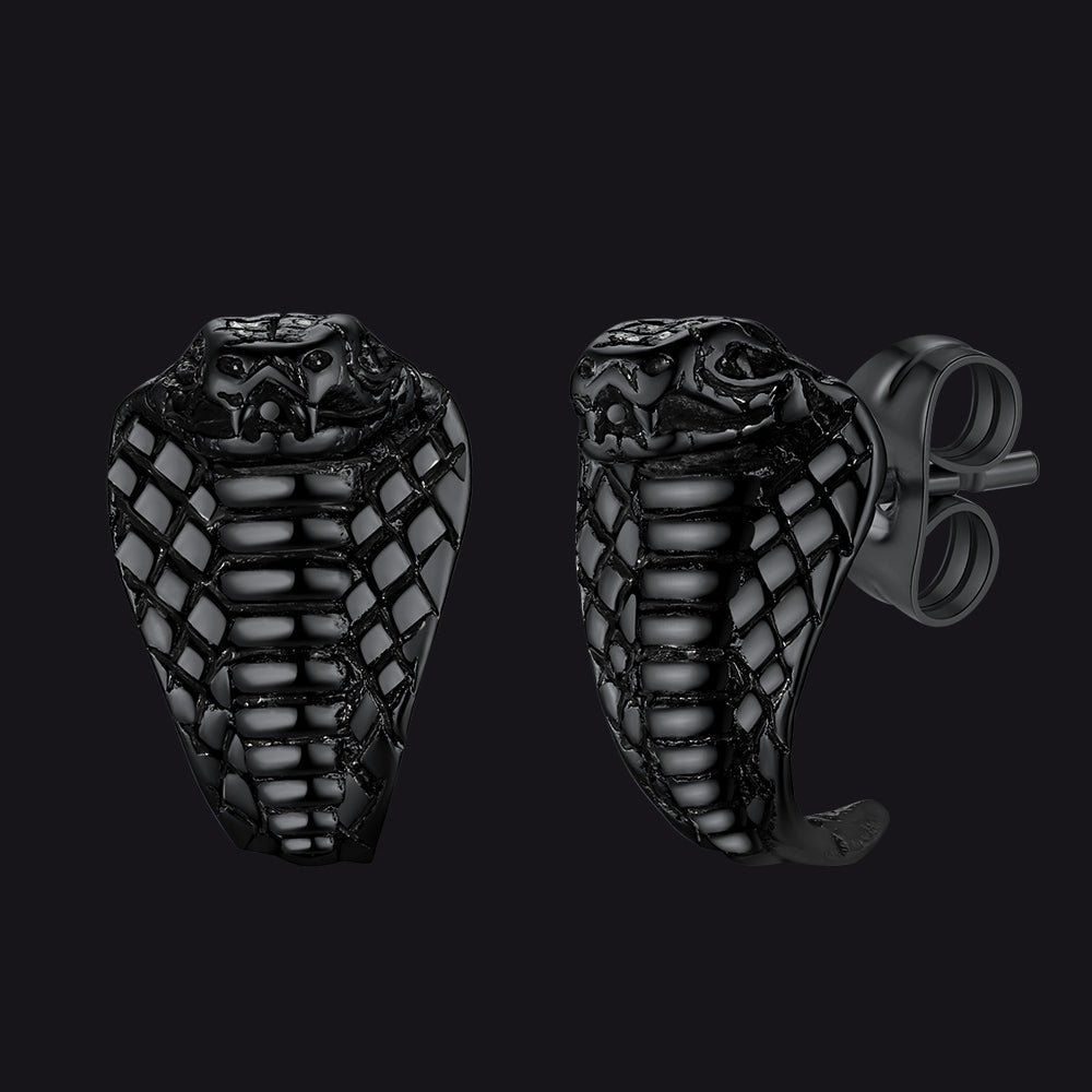 Punk Cobra Snake Stud Earrings for Men