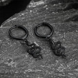 Sterling Silver Snake Dangle Hoop Earrings for Men Women