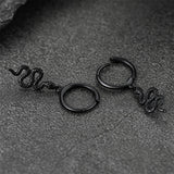 Sterling Silver Snake Dangle Hoop Earrings for Men Women