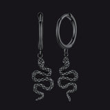 Sterling Silver Snake Dangle Hoop Earrings for Men Women