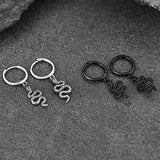 Sterling Silver Snake Dangle Hoop Earrings for Men Women