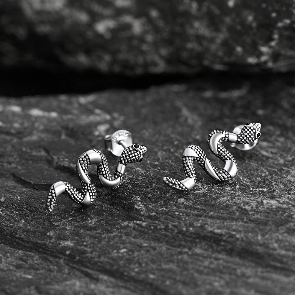 Flash Sale Sterling Silver Winding Snake Earrings Studs