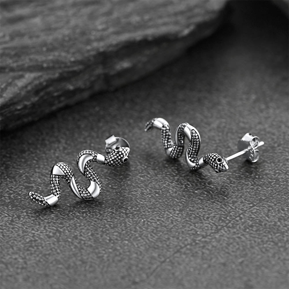 Flash Sale Sterling Silver Winding Snake Earrings Studs