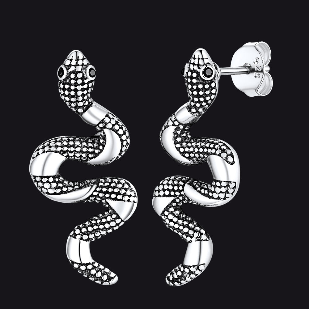 Flash Sale Sterling Silver Winding Snake Earrings Studs