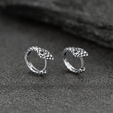 Punk Snake Huggie Hoop Earrings in Sterling Silver for Men