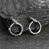 Punk Snake Huggie Hoop Earrings in Sterling Silver for Men