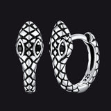 Punk Snake Huggie Hoop Earrings in Sterling Silver for Men