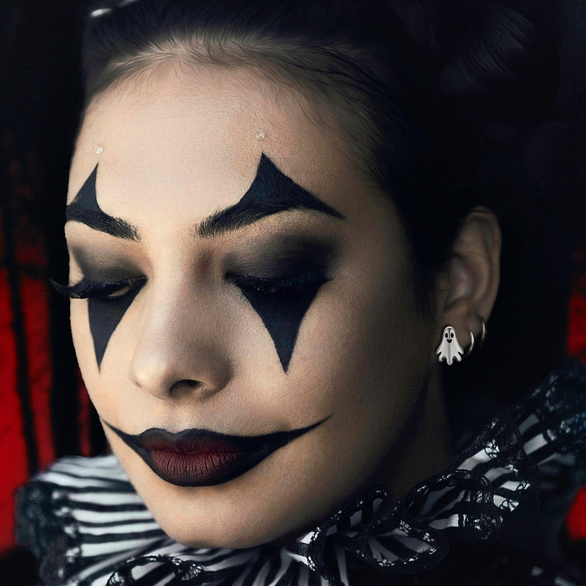 Halloween Silver Ghost Stud Earrings for Women