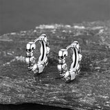 Sterling Silver Skulls Hoop Huugie Earrings For Men